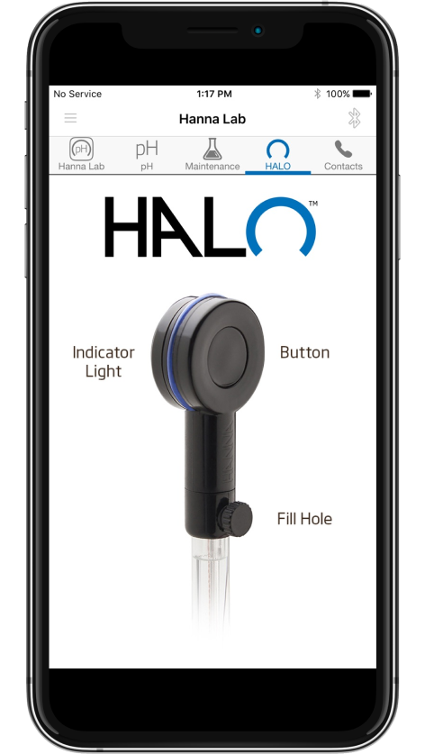 TESTEUR PH HALO™ 2 + ELECTRODE SPECIALE CHOCOLAT Bluetooth® HANNA® -  Atlantic labo ics